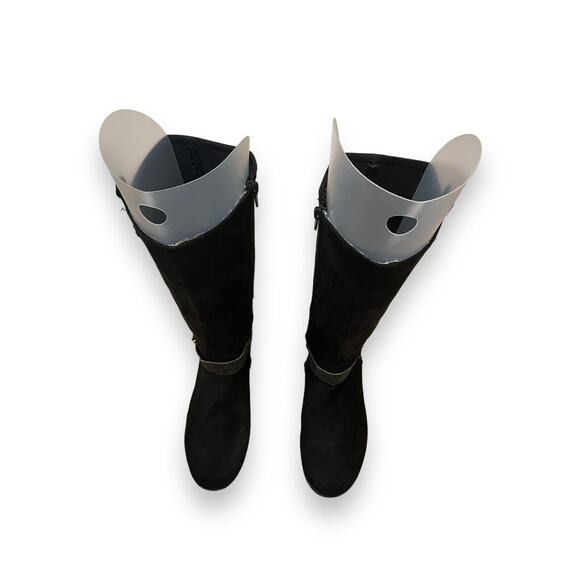 TOMMY HILFIGER Andrea Roller 2 Buckle Sparkle Riding Boot BLACK STRETCH sz 5 - Picture 5 of 8